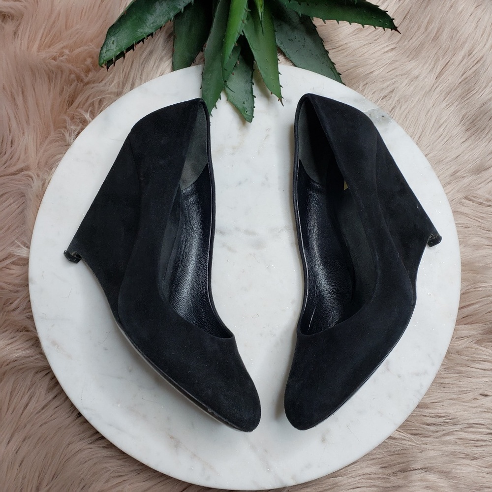 Miu Miu Black Suede Wedges - Picture 1 of 8